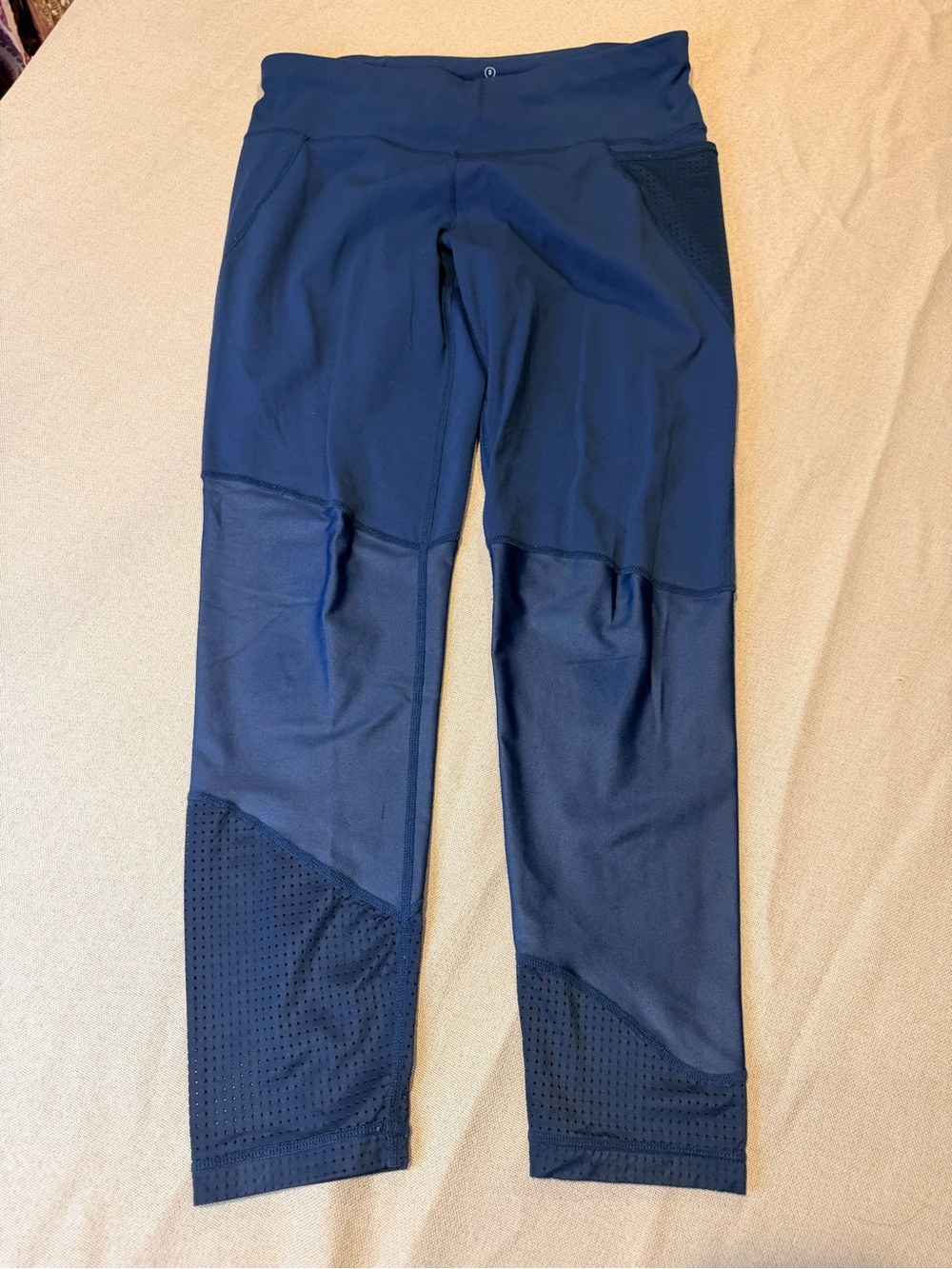 Sweaty Betty Navy Mesh-Panel Joggers